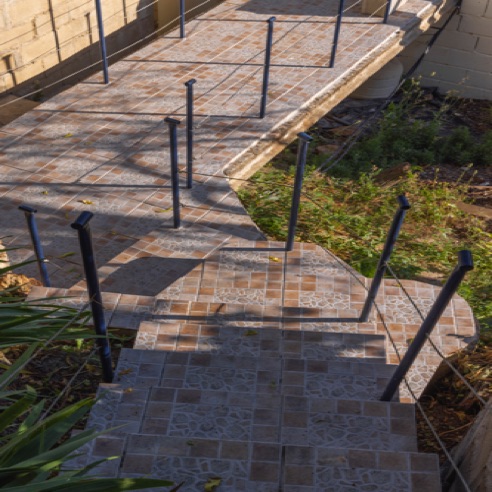 Newly tiled steps & bridge to pool area nearly completed (6/24)